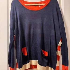 Cecico Navy and Orange Knit Top